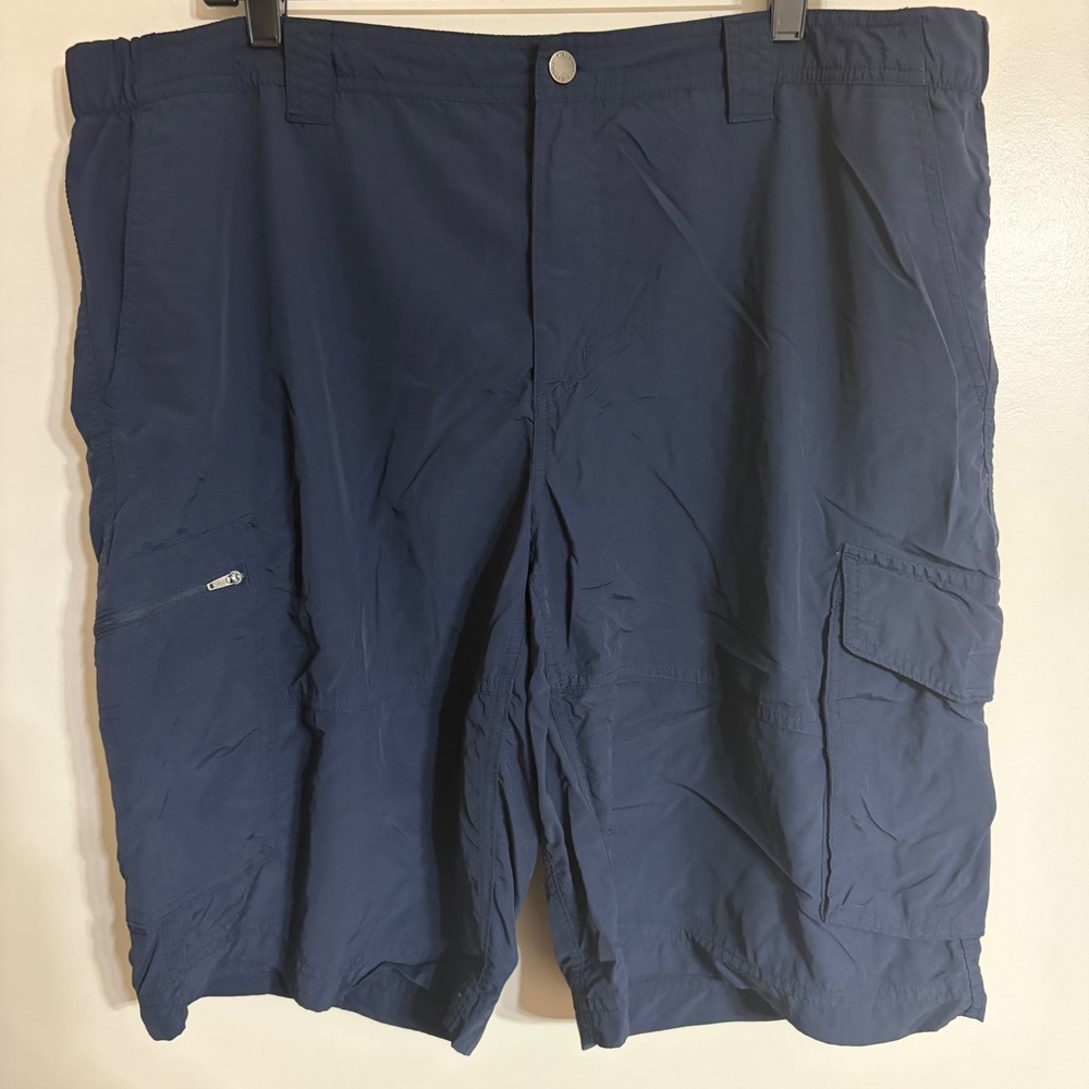 Columbia Mens Navy Blue Cargo Shorts Size 42W 12L Hiking Fishing Utility